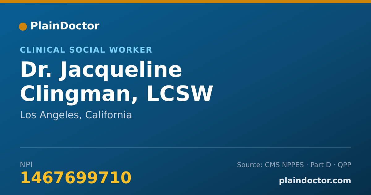 Shareable card for Jacqueline Clingman, LCSW - Clinical Social Worker, Los Angeles, CA