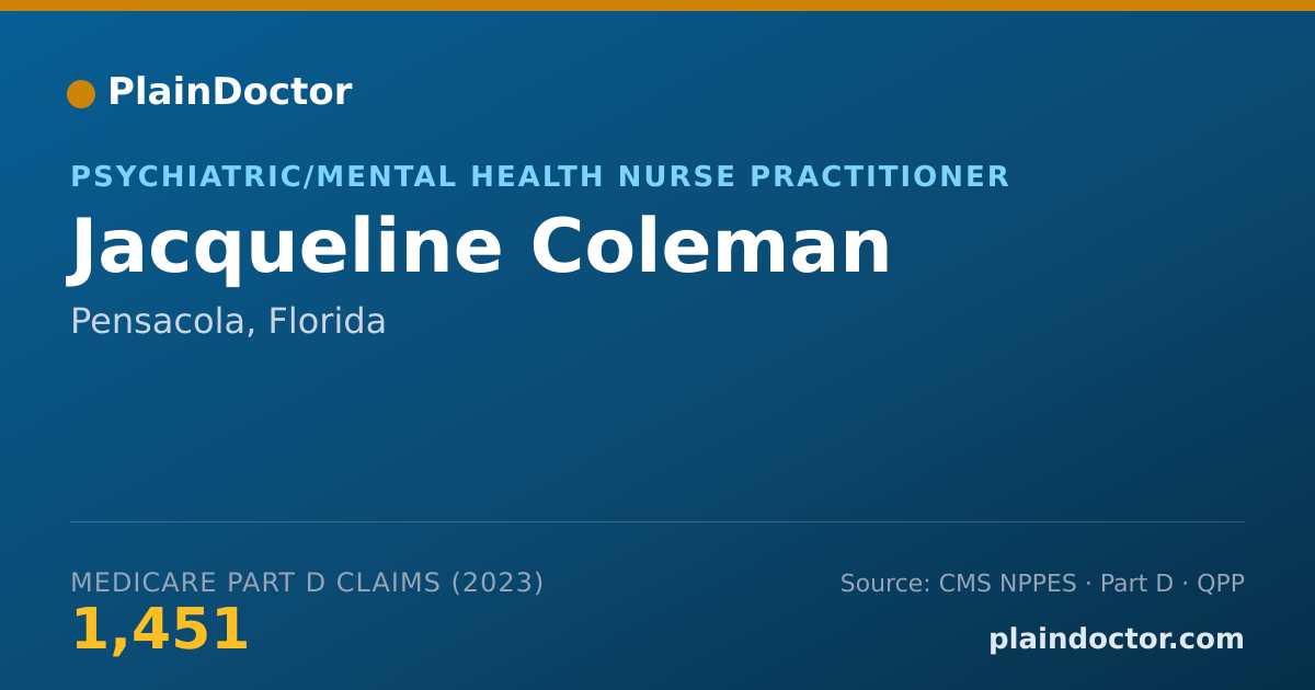 Shareable card for Jacqueline Coleman - Psychiatric/Mental Health Nurse Practitioner, Pensacola, FL