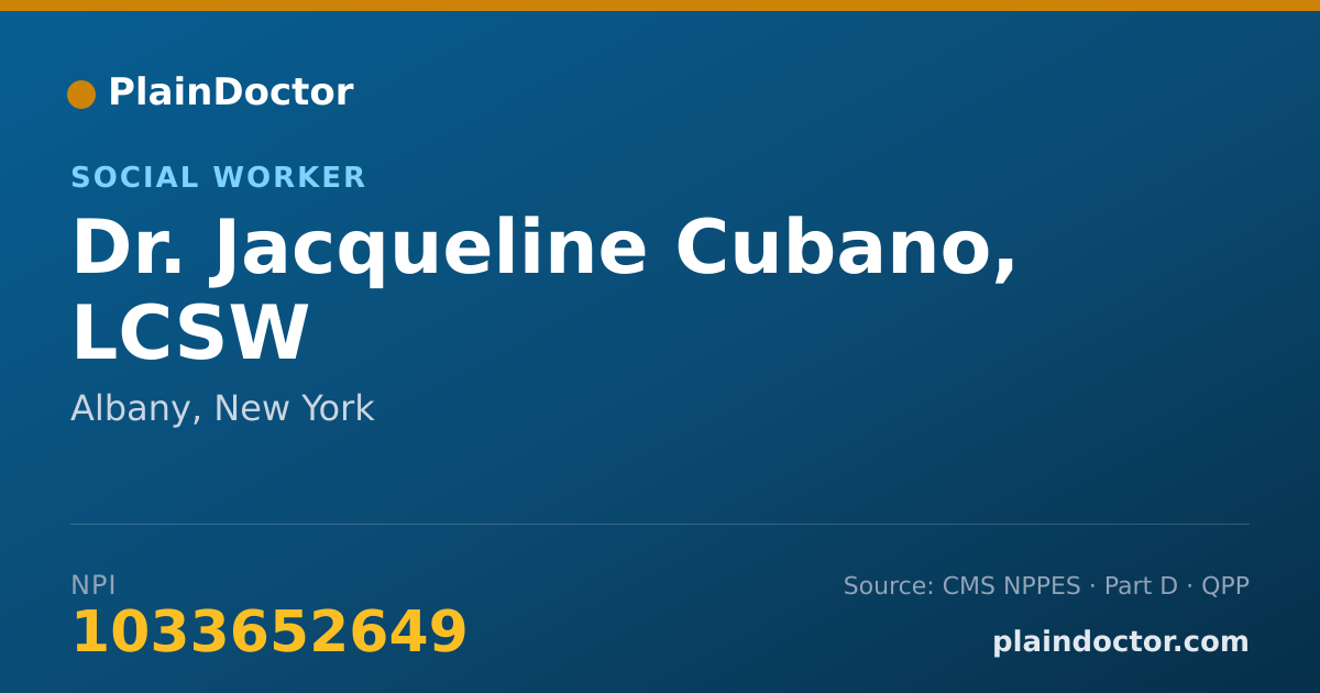 Shareable card for Jacqueline Cubano, LCSW - Social Worker, Albany, NY