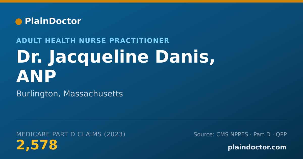 Shareable card for Jacqueline Danis, ANP - Adult Health Nurse Practitioner, Burlington, MA