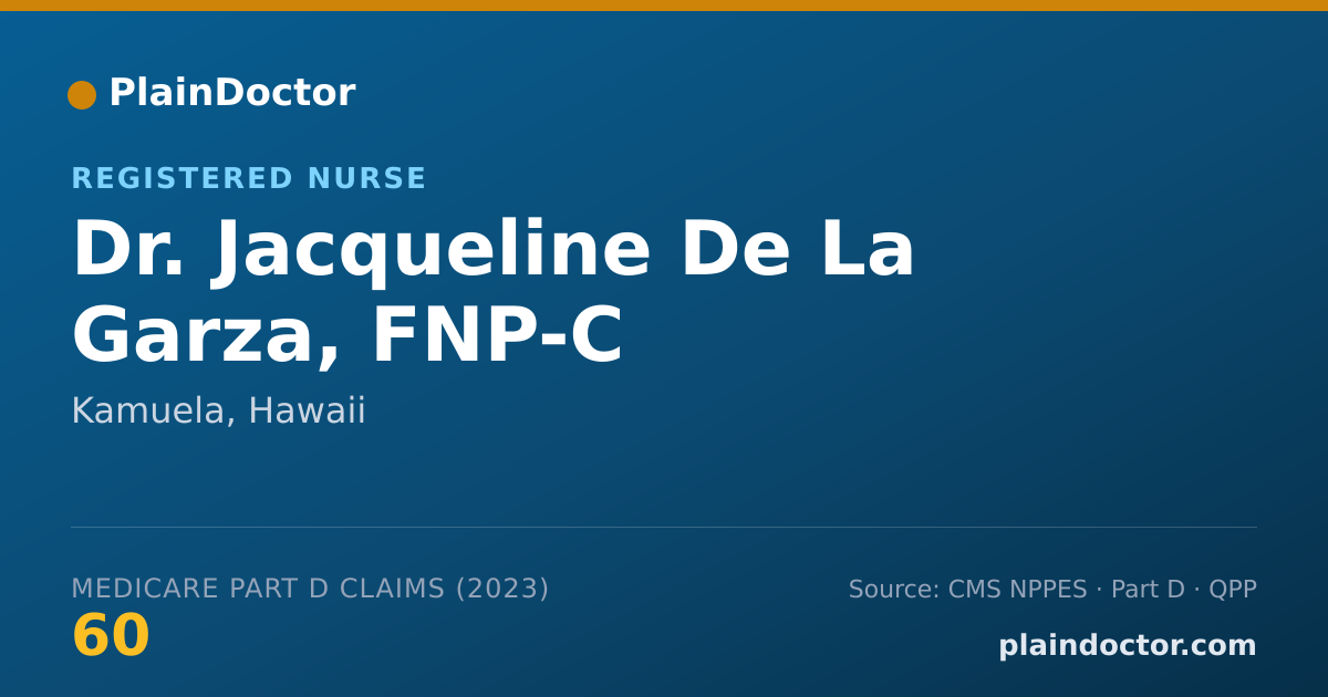 Shareable card for Jacqueline De La Garza, FNP-C - Registered Nurse, Kamuela, HI