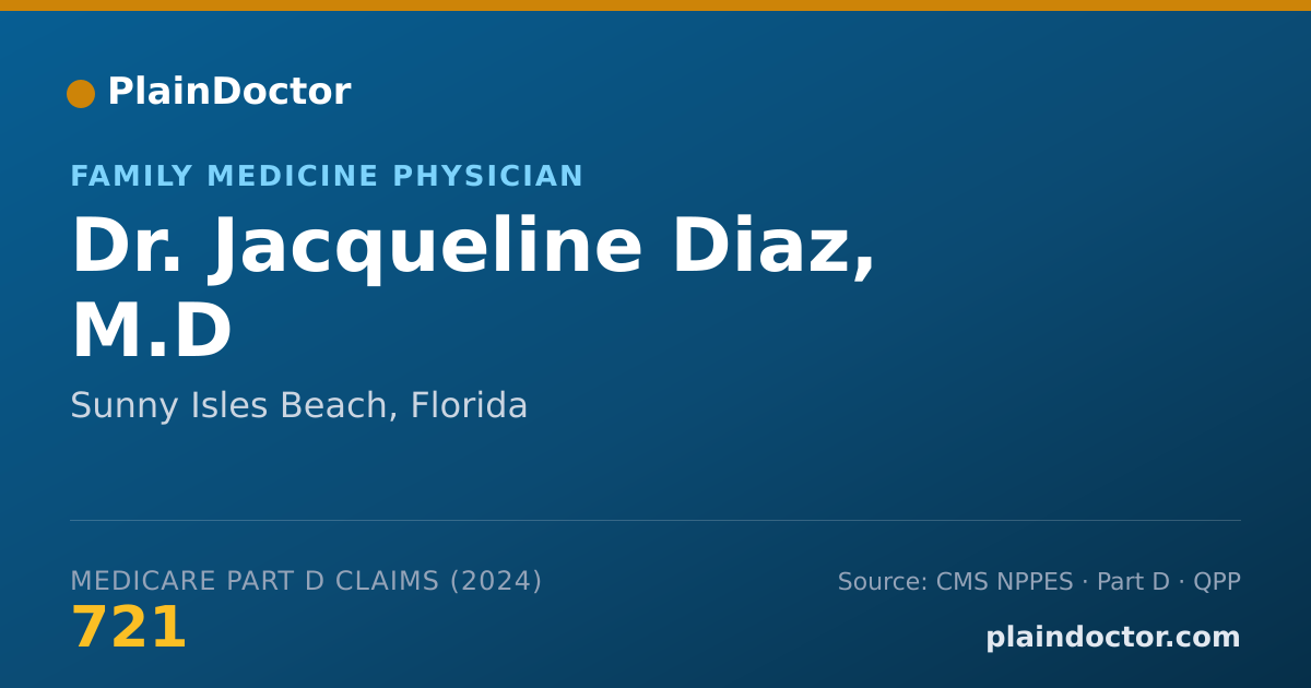 Shareable card for Jacqueline Diaz, M.D - Family Medicine Physician, Sunny Isles Beach, FL