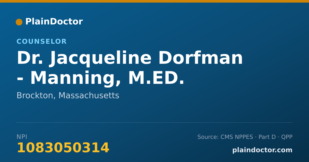 Shareable card for Jacqueline Dorfman - Manning, M.ED. - Counselor, Brockton, MA