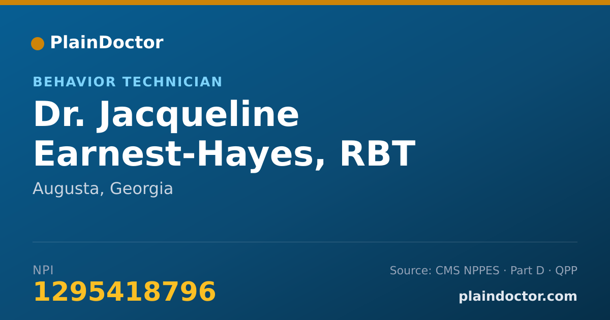 Shareable card for Jacqueline Earnest-Hayes, RBT - Behavior Technician, Augusta, GA