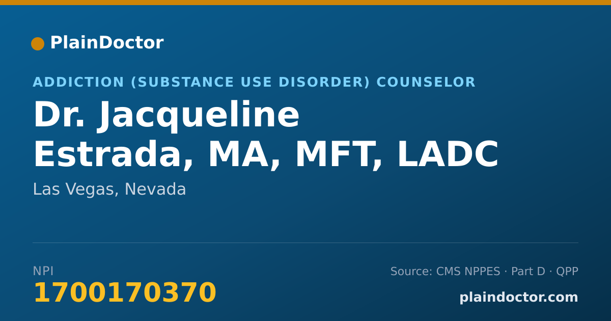 Shareable card for Jacqueline Estrada, MA, MFT, LADC - Addiction (Substance Use Disorder) Counselor, Las Vegas, NV