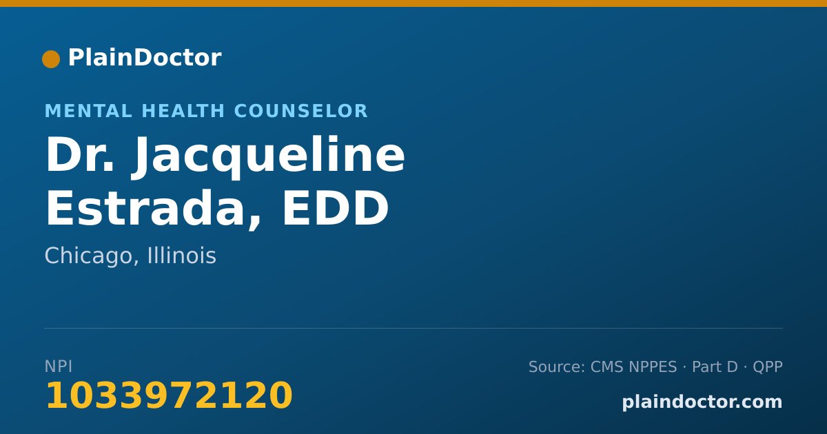 Shareable card for Jacqueline Estrada, EDD - Mental Health Counselor, Chicago, IL