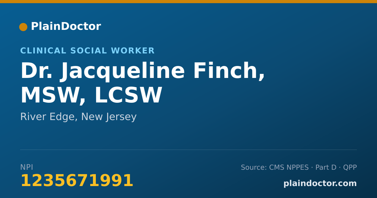 Shareable card for Jacqueline Finch, MSW, LCSW - Clinical Social Worker, River Edge, NJ