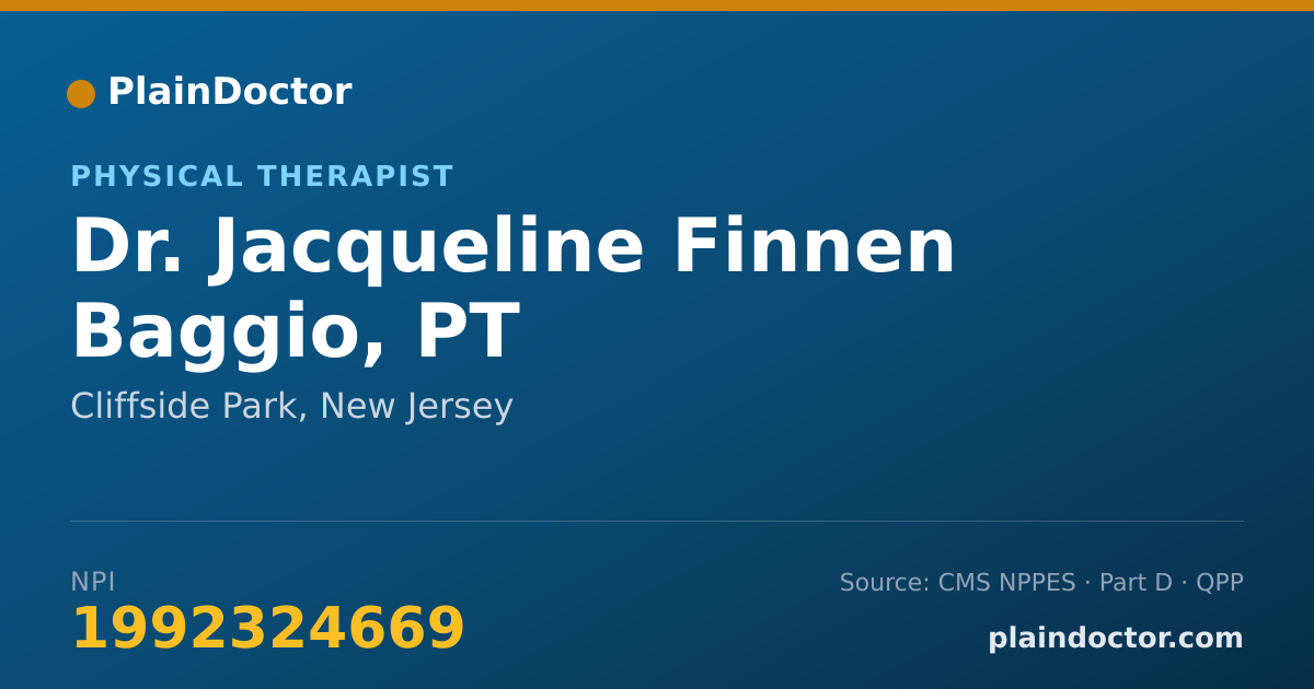 Shareable card for Jacqueline Finnen Baggio, PT - Physical Therapist, Cliffside Park, NJ