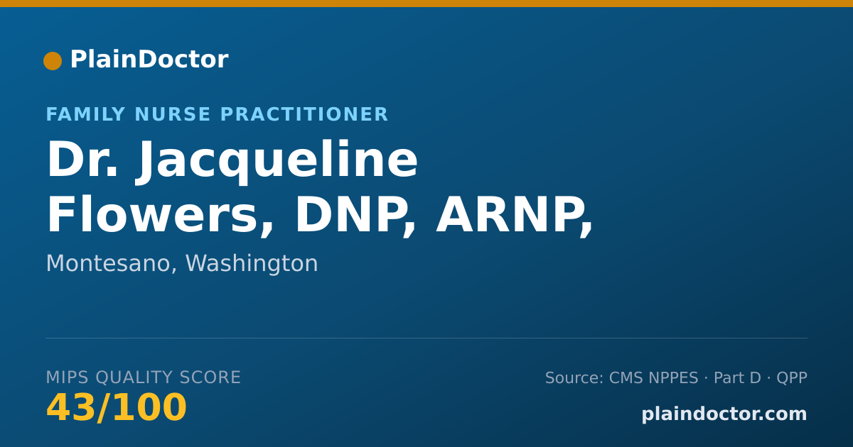 Shareable card for Jacqueline Flowers, DNP, ARNP, FNP-C - Family Nurse Practitioner, Montesano, WA