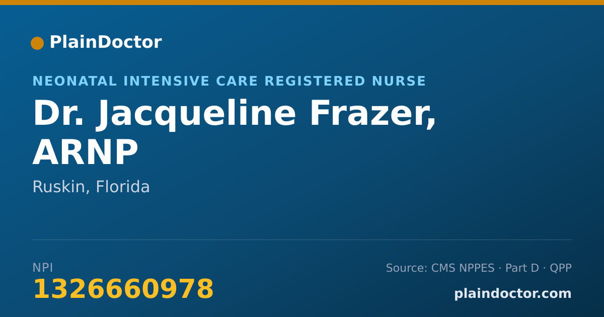 Shareable card for Jacqueline Frazer, ARNP - Neonatal Intensive Care Registered Nurse, Ruskin, FL