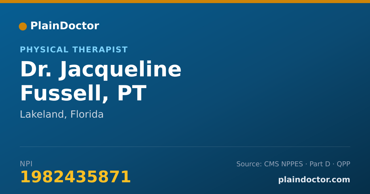 Shareable card for Jacqueline Fussell, PT - Physical Therapist, Lakeland, FL