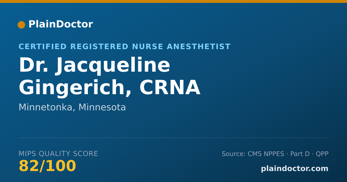 Shareable card for Jacqueline Gingerich, CRNA - Certified Registered Nurse Anesthetist, Minnetonka, MN