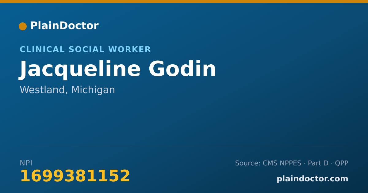 Shareable card for Jacqueline Godin - Clinical Social Worker, Westland, MI
