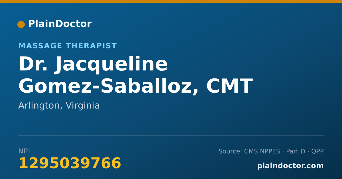 Shareable card for Jacqueline Gomez-Saballoz, CMT - Massage Therapist, Arlington, VA