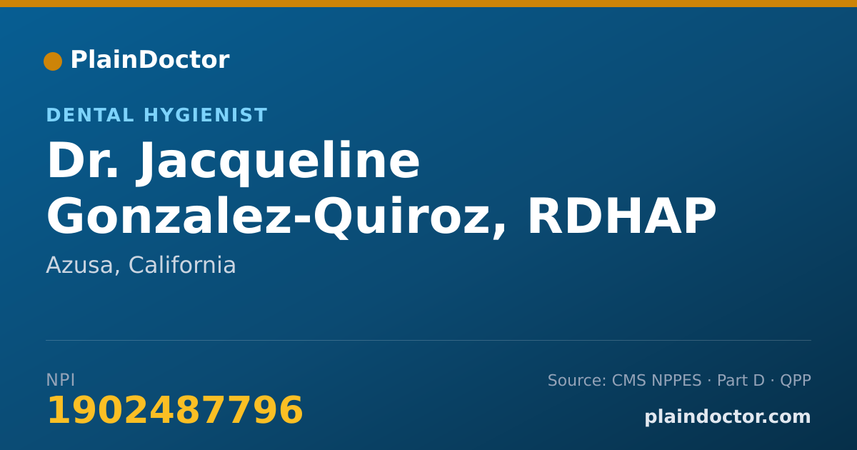 Shareable card for Jacqueline Gonzalez-Quiroz, RDHAP - Dental Hygienist, Azusa, CA