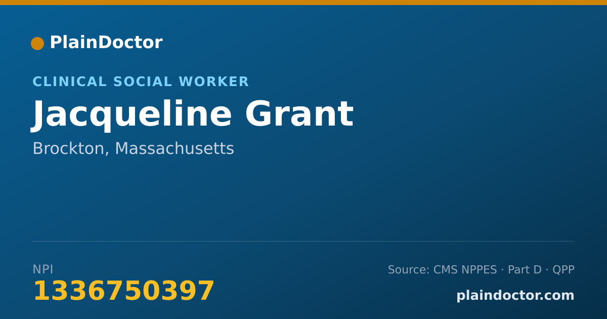 Shareable card for Jacqueline Grant - Clinical Social Worker, Brockton, MA
