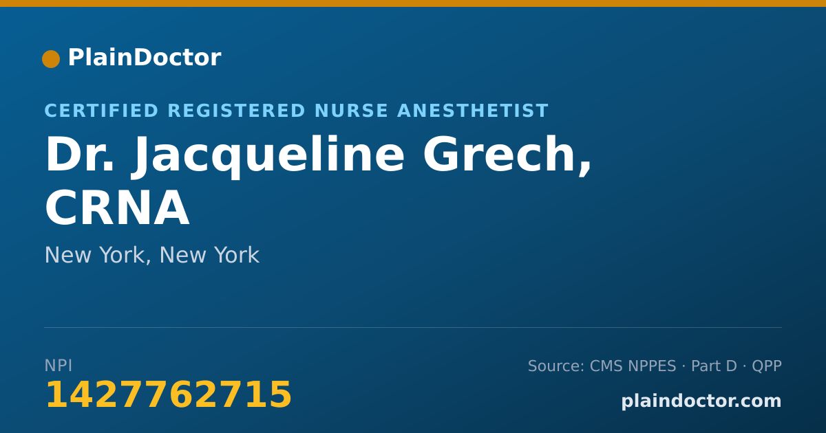 Shareable card for Jacqueline Grech, CRNA - Certified Registered Nurse Anesthetist, New York, NY