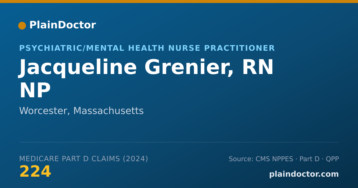 Shareable card for Jacqueline Grenier, RN NP - Psychiatric/Mental Health Nurse Practitioner, Worcester, MA
