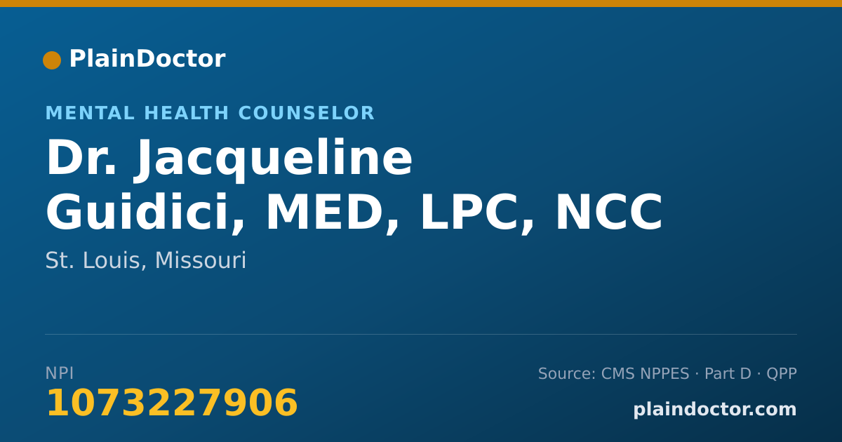 Shareable card for Jacqueline Guidici, MED, LPC, NCC - Mental Health Counselor, St. Louis, MO