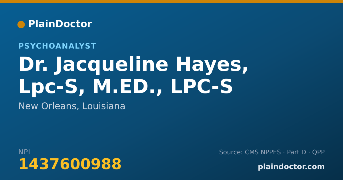 Shareable card for Jacqueline Hayes, Lpc-S, M.ED., LPC-S - Psychoanalyst, New Orleans, LA