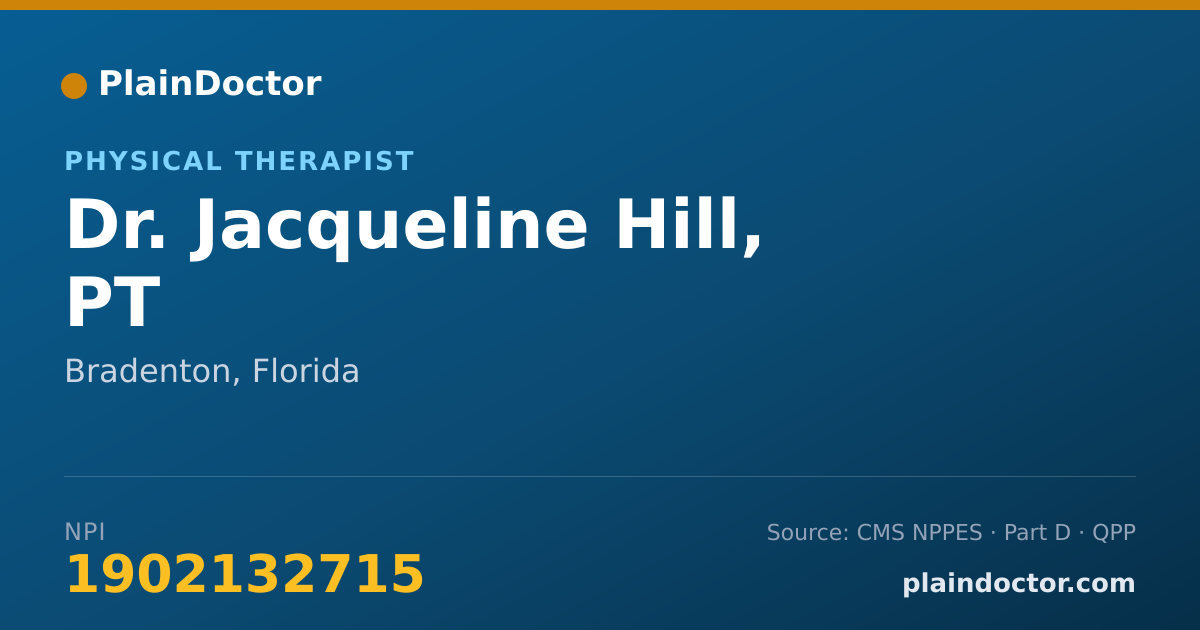 Shareable card for Jacqueline Hill, PT - Physical Therapist, Bradenton, FL