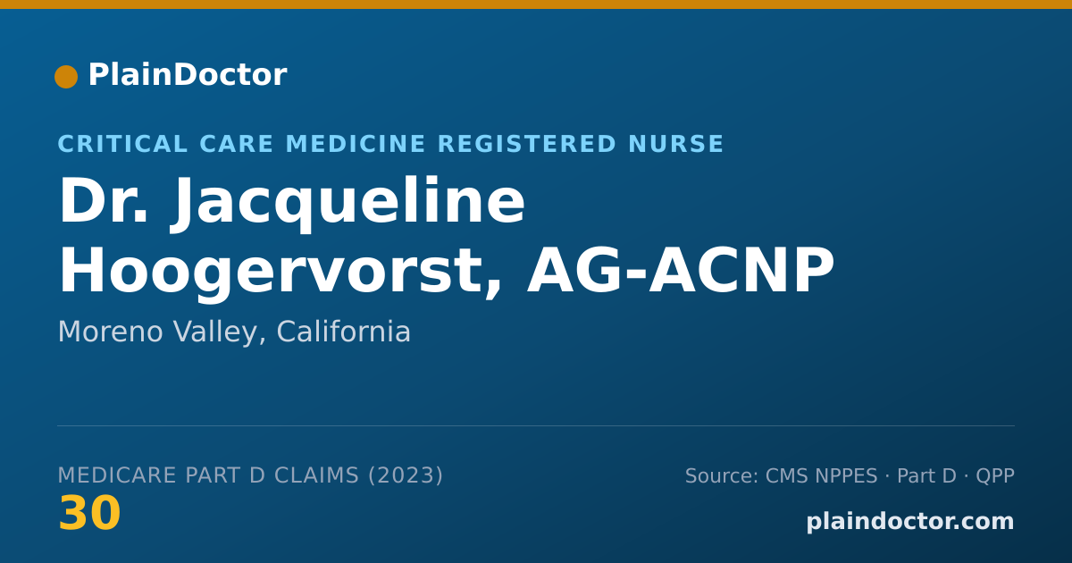 Shareable card for Jacqueline Hoogervorst, AG-ACNP - Critical Care Medicine Registered Nurse, Moreno Valley, CA