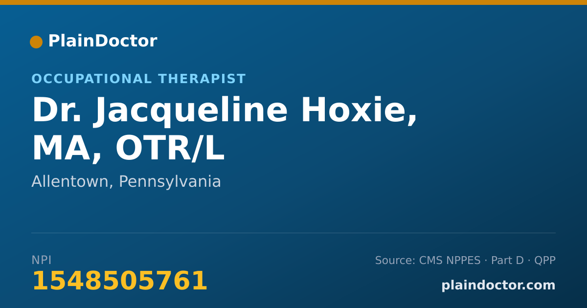 Shareable card for Jacqueline Hoxie, MA, OTR/L - Occupational Therapist, Allentown, PA