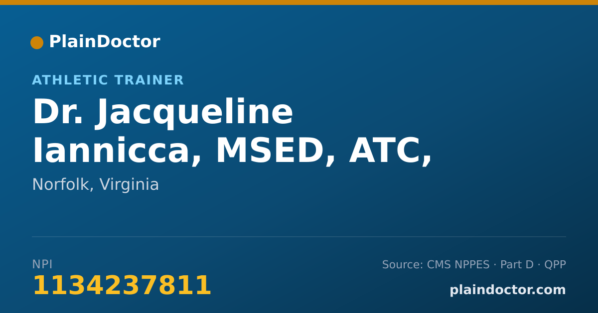 Shareable card for Jacqueline Iannicca, MSED, ATC, CSCS - Athletic Trainer, Norfolk, VA