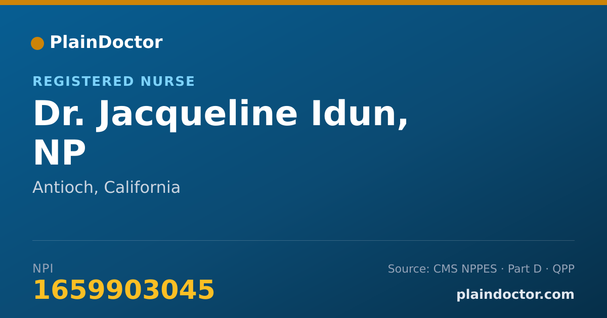 Shareable card for Jacqueline Idun, NP - Registered Nurse, Antioch, CA