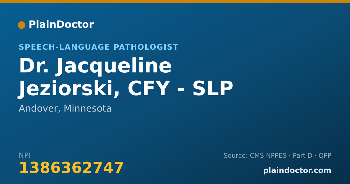 Shareable card for Jacqueline Jeziorski, CFY - SLP - Speech-Language Pathologist, Andover, MN