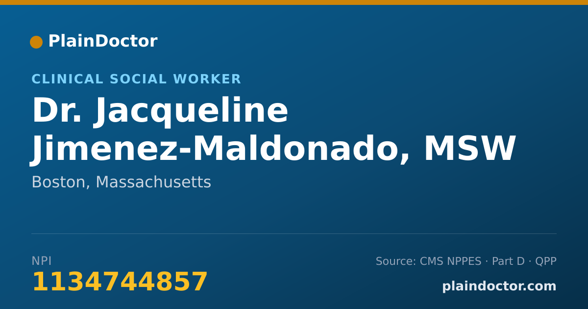 Shareable card for Jacqueline Jimenez-Maldonado, MSW - Clinical Social Worker, Boston, MA