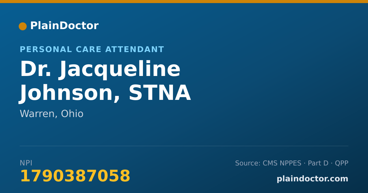 Shareable card for Jacqueline Johnson, STNA - Personal Care Attendant, Warren, OH