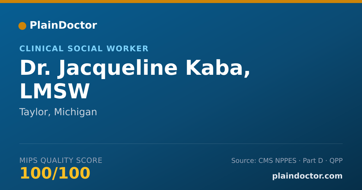 Shareable card for Jacqueline Kaba, LMSW - Clinical Social Worker, Taylor, MI