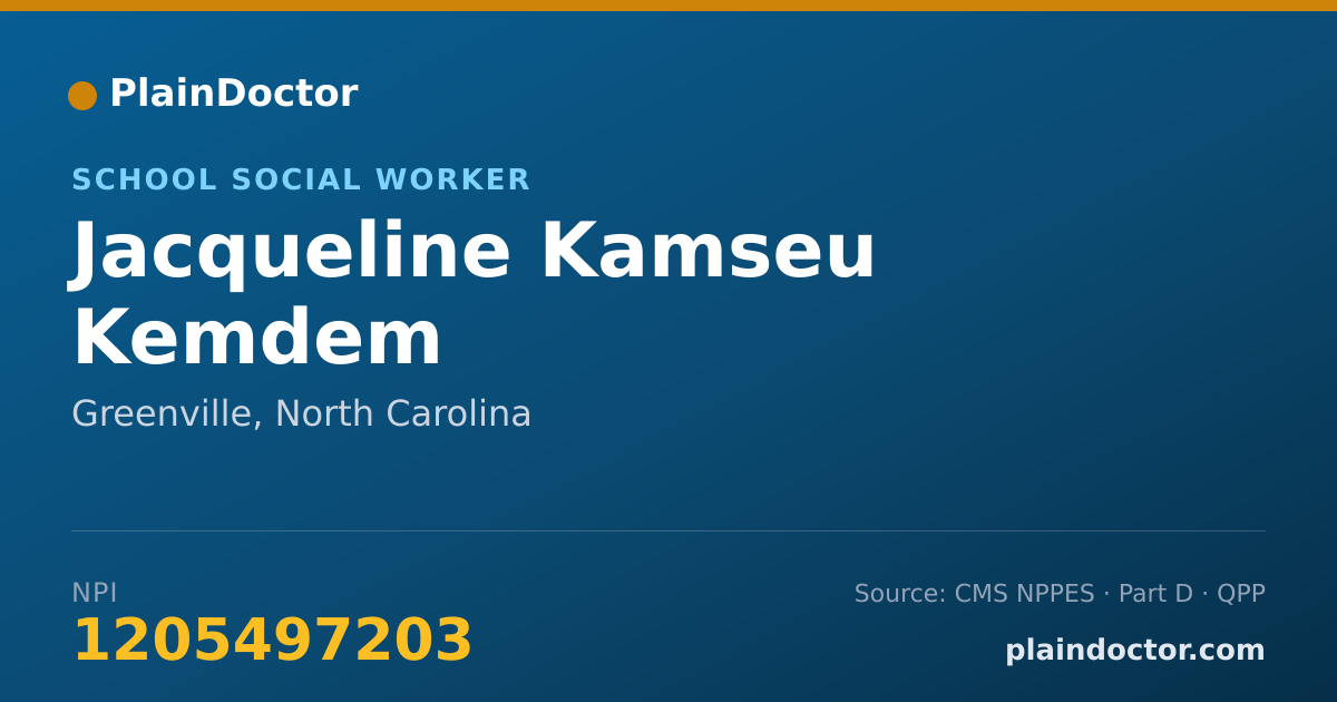 Shareable card for Jacqueline Kamseu Kemdem - School Social Worker, Greenville, NC