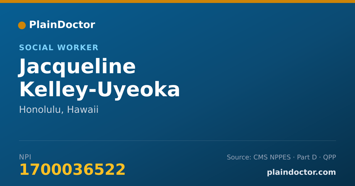 Shareable card for Jacqueline Kelley-Uyeoka - Social Worker, Honolulu, HI
