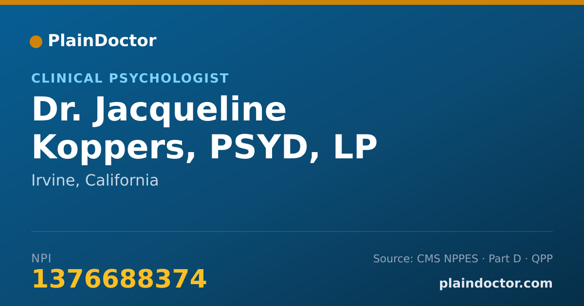 Shareable card for Jacqueline Koppers, PSYD, LP - Clinical Psychologist, Irvine, CA