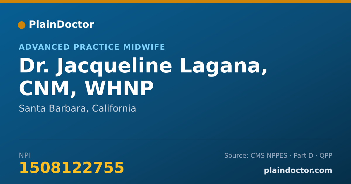 Shareable card for Jacqueline Lagana, CNM, WHNP - Advanced Practice Midwife, Santa Barbara, CA