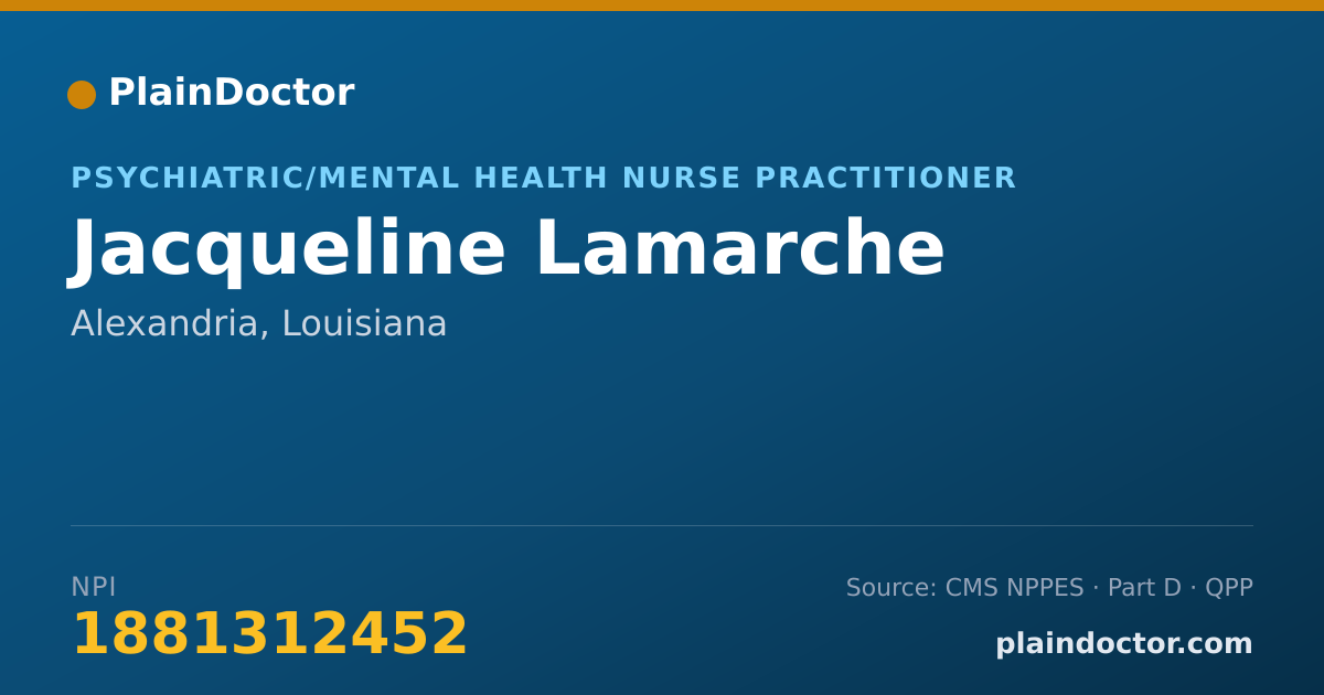 Shareable card for Jacqueline Lamarche - Psychiatric/Mental Health Nurse Practitioner, Alexandria, LA