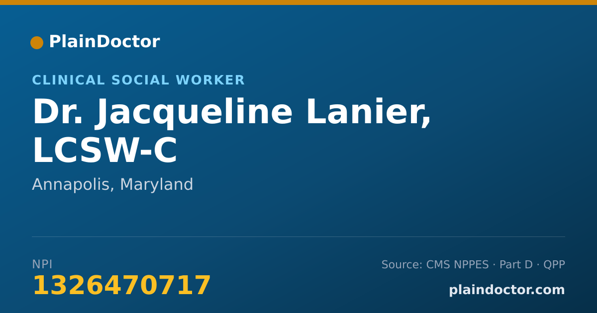 Shareable card for Jacqueline Lanier, LCSW-C - Clinical Social Worker, Annapolis, MD