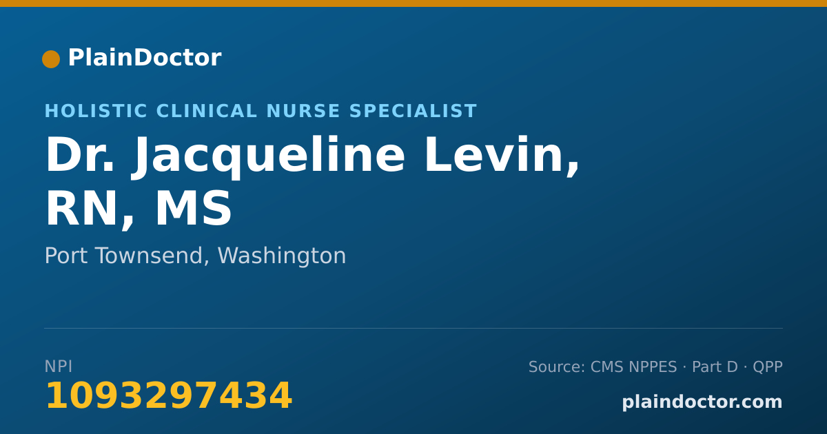 Shareable card for Jacqueline Levin, RN, MS - Holistic Clinical Nurse Specialist, Port Townsend, WA