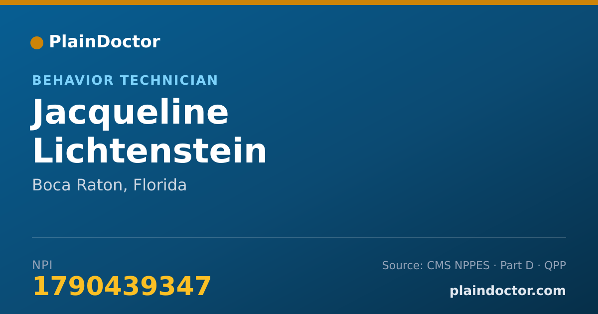 Shareable card for Jacqueline Lichtenstein - Behavior Technician, Boca Raton, FL