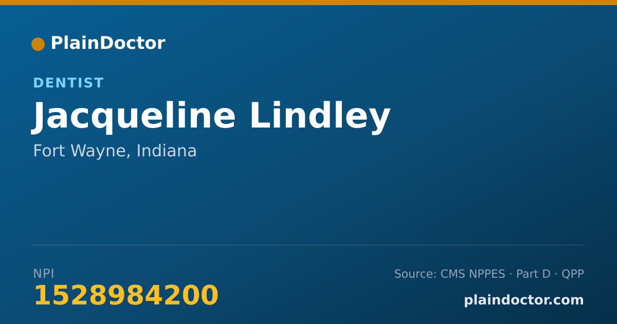 Shareable card for Jacqueline Lindley - Dentist, Fort Wayne, IN