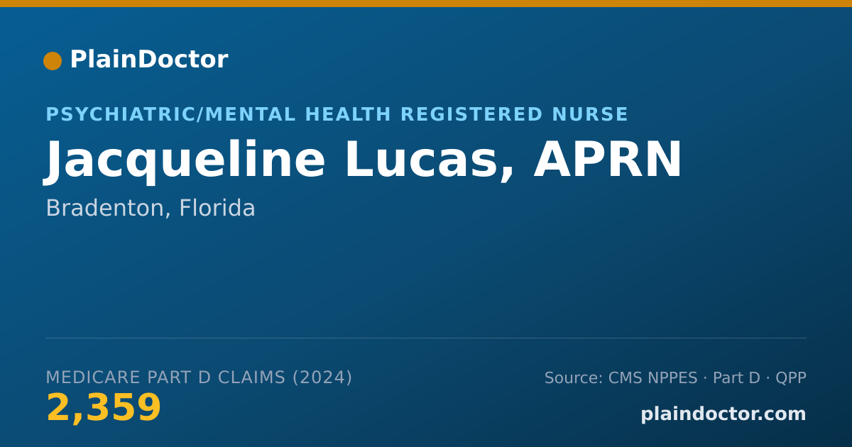 Shareable card for Jacqueline Lucas, APRN - Psychiatric/Mental Health Registered Nurse, Bradenton, FL