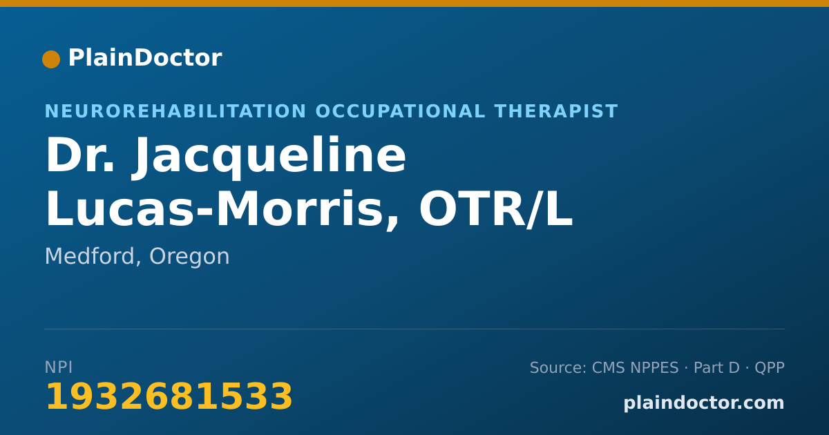 Shareable card for Jacqueline Lucas-Morris, OTR/L - Neurorehabilitation Occupational Therapist, Medford, OR