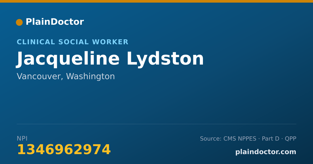 Shareable card for Jacqueline Lydston - Clinical Social Worker, Vancouver, WA