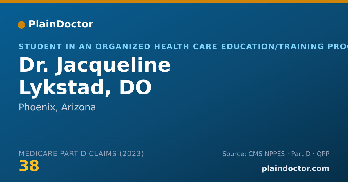 Shareable card for Jacqueline Lykstad, DO - Student in an Organized Health Care Education/Training Program, Phoenix, AZ
