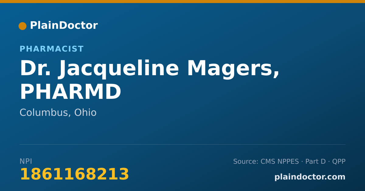 Shareable card for Jacqueline Magers, PHARMD - Pharmacist, Columbus, OH