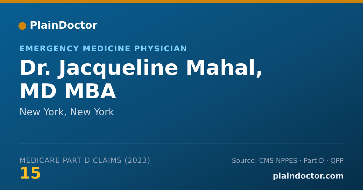 Shareable card for Jacqueline Mahal, MD MBA - Emergency Medicine Physician, New York, NY