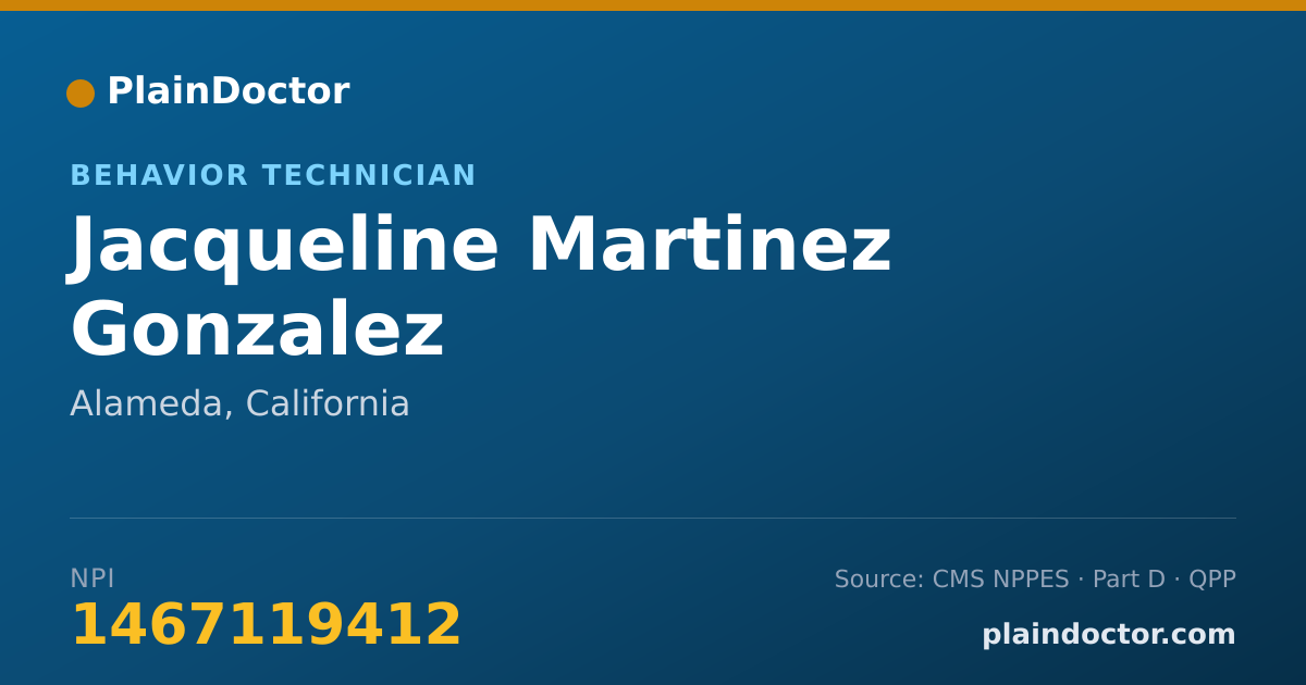 Shareable card for Jacqueline Martinez Gonzalez - Behavior Technician, Alameda, CA