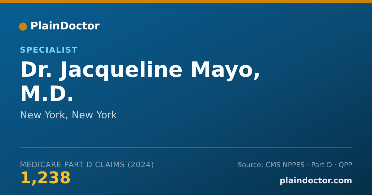 Shareable card for Jacqueline Mayo, M.D. - Specialist, New York, NY